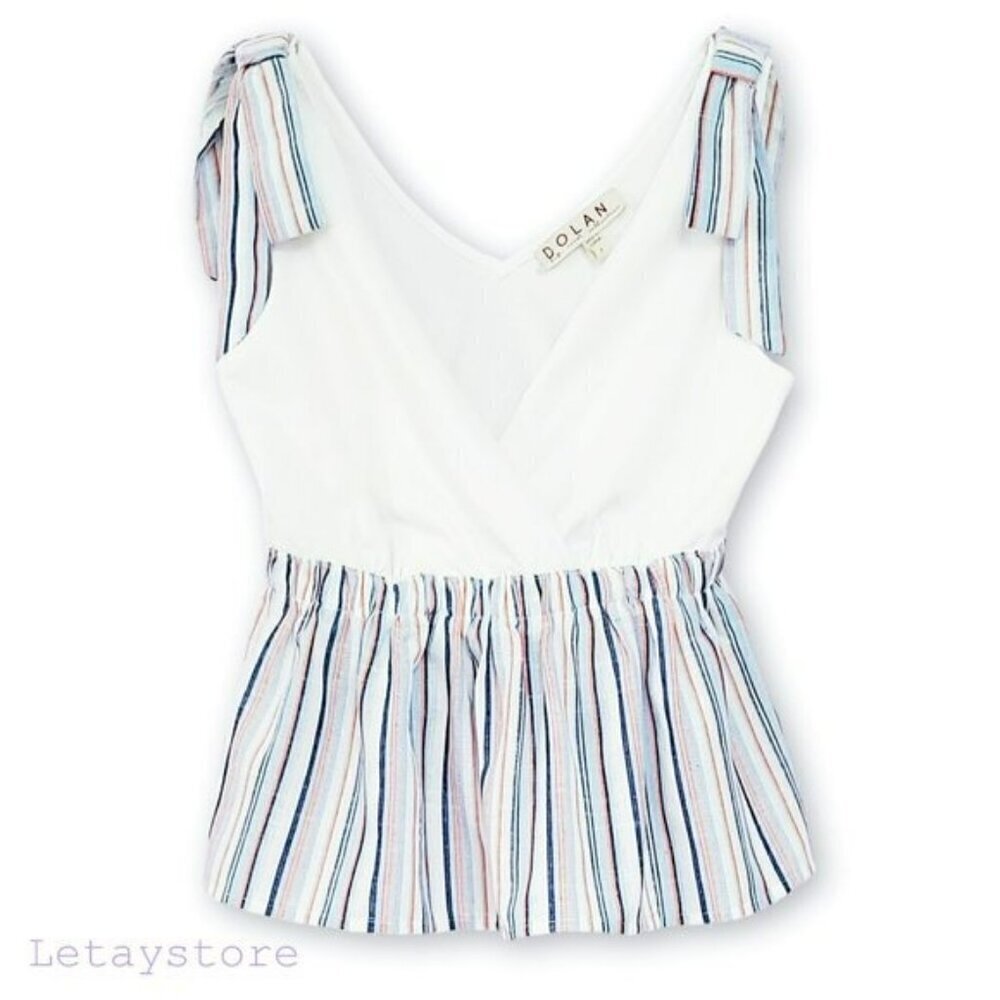NWT Anthropologie Women's Dolan V-Neck Peplum hem Bow Tie Tank Top - Picture 5 of 7